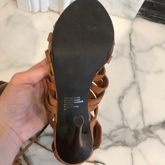 NEW Strapped Brown Leather Heels - Picture 3 of 5